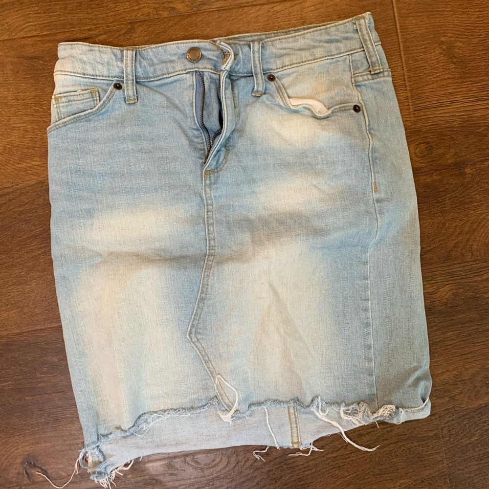light wash denim jean skirt